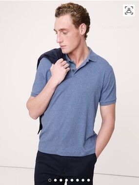 Banana Republic Luxury Touch Performance Heathered Blue Polo